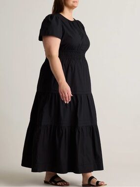 Quince 100% Organic Cotton Poplin Tiered Maxi New with tags 1X Black